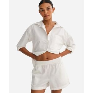 Mate The Label Organic Poplin Short in White Size Medium